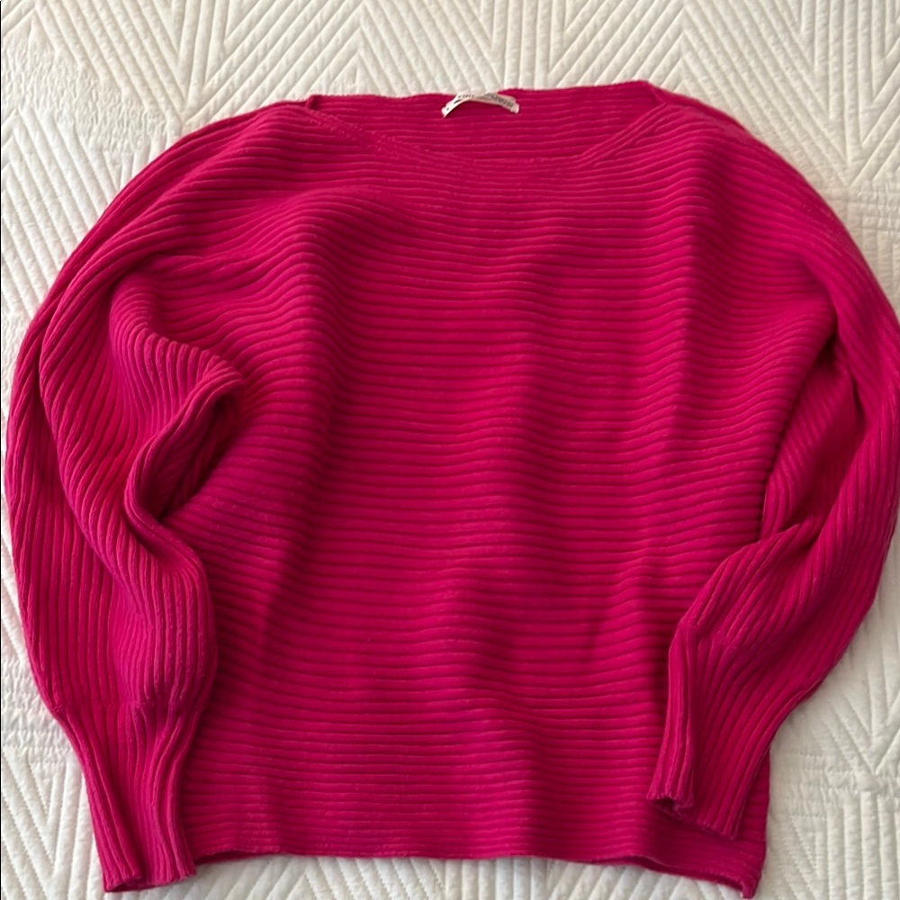 Anthropologie Fuchsia Ribbed Sweater